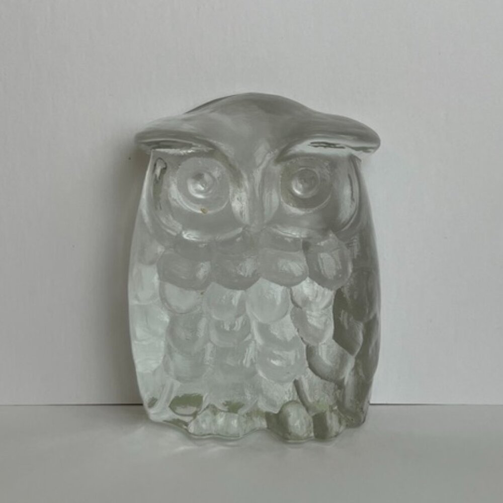 Vintage Glass Owl Paperweight
